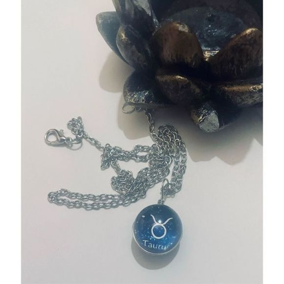 TAURUS BLUE GLOBE ZODIAC STAR SIGN NECKLACE - Picture 9 of 11